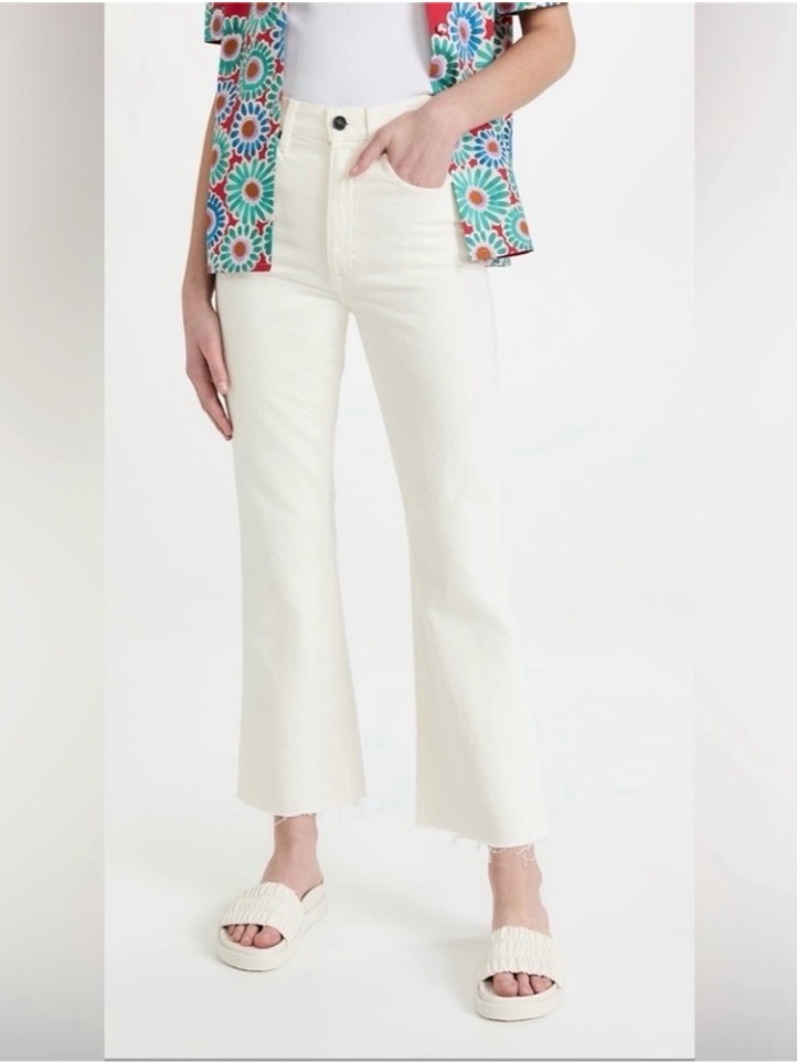 Slvrlake Premium Denim Off-White High-Rise Ankle Wide-Leg Jeans Size 26